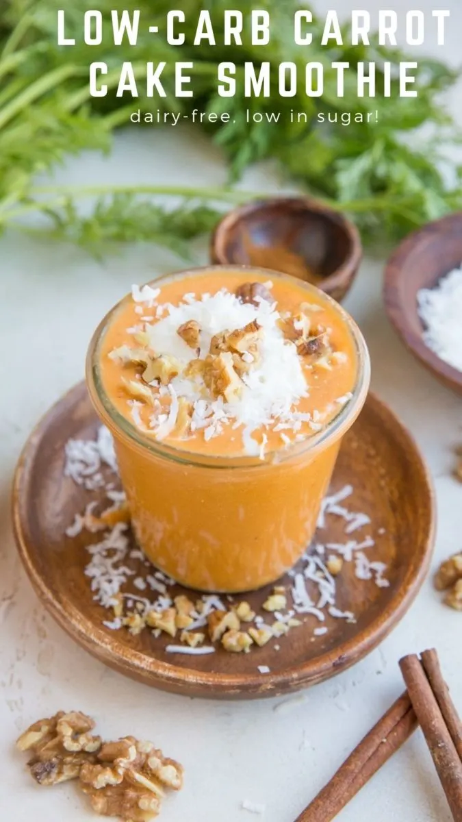 Low-Carb Dairy-Free Carrot Cake Smoothie packed with nutrients and low in sugar!