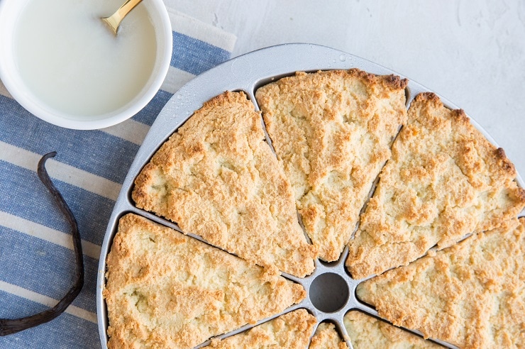 Baked scones in a scone pan