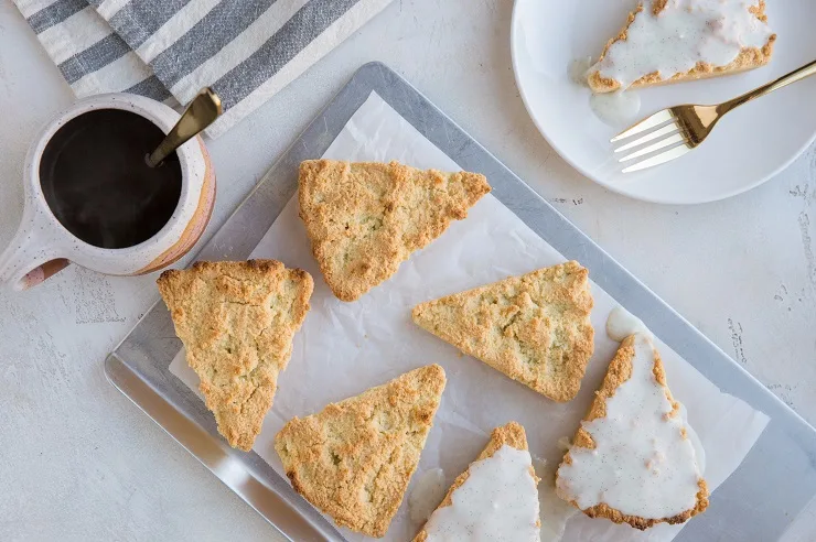 Keto Vanilla Bean Scones with a delicious glaze - grain-free, dairy-free, amazing for breakfast or snack!