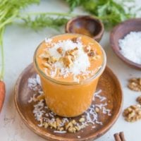 Low-Carb Carrot Cake Smoothie - a delicious creamy smoothie recipe that is low in carbohydrate (sugar-free!) and loaded with nutrients.