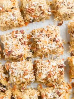 Grain-Free Paleo Carrot Cake Blondies made with all whole food ingredients for a healthier dessert