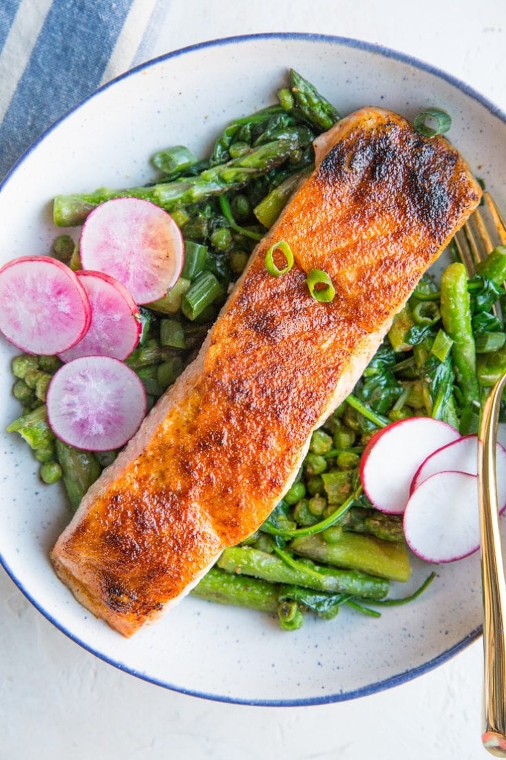 30-Minute Spring Salmon Bowls with Asparagus and Peas - The Roasted Root