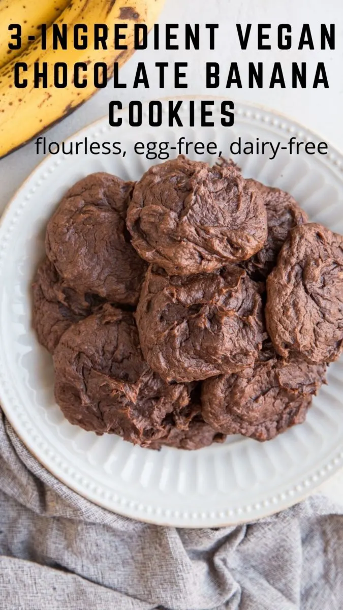 3-Ingredient Vegan Banana Cookies - flourless, egg-free, dairy-free, oil-free, no added sweetener! A healthy cookie recipe!