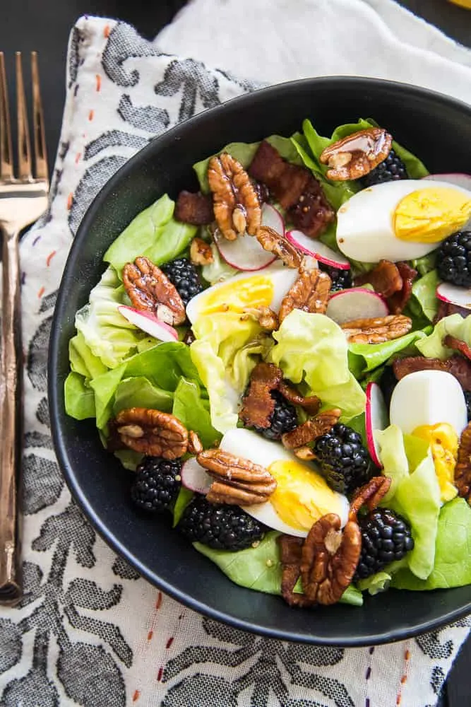 Blackberry, Bacon, & Egg Salad with Maple Dijon Vinaigrette