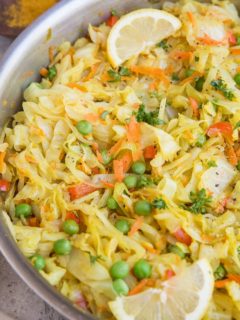 Curry Sautéed Cabbage - an amazing easy side dish infused with Thai curry flavors! Quick to prepare and incredible alongside any main entrée!