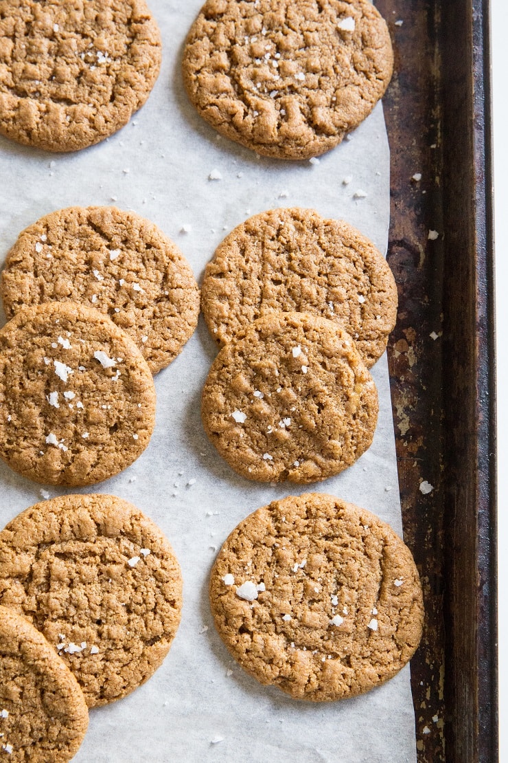 Flourless Almond Butter Cookies made with 4 basic ingredients - grain-free, dairy-free, paleo and easy to make!