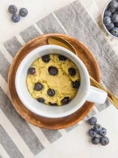 Keto Blueberry Muffin in a Mug - a single-serve sugar-free muffin recipe that is grain-free and sugar-free