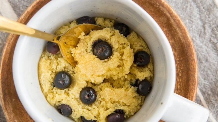 Sugar-Free Low-Carb Blueberry Muffin in a Mug - a keto muffin recipe for one person