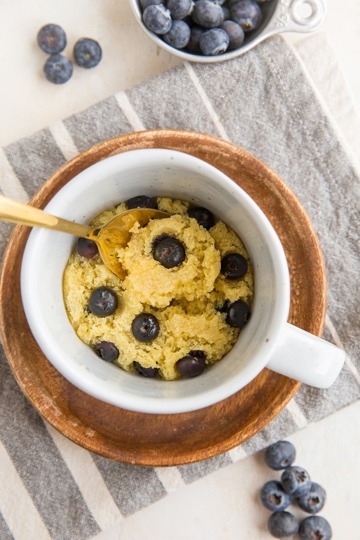 Sugar-Free Low-Carb Blueberry Muffin in a Mug - a keto muffin recipe for one person