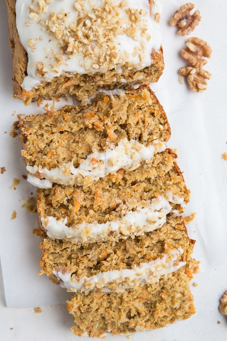 Low-Carb Carrot Cake Bread - grain-free, sugar-free, dairy-free, insanely moist and fluffy!