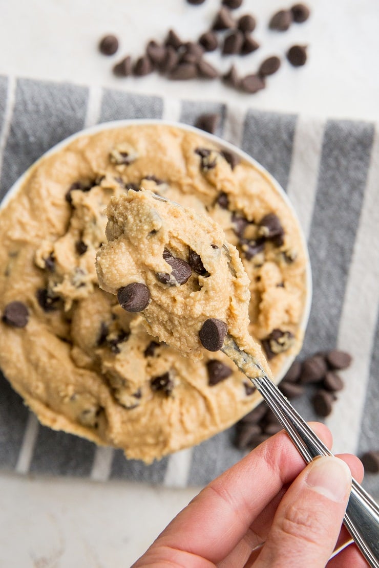 Grain-Free Low-Carb Peanut Butter Edible Cookie Dough - sugar-free, easy to make and only 4 ingredients needed!