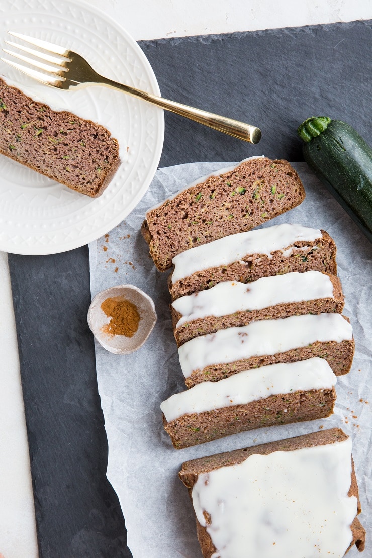 Low-Carb Zucchini Bread made two ways - a coconut flour version and an almond flour version. Sugar-free zucchini bread never tasted so great!