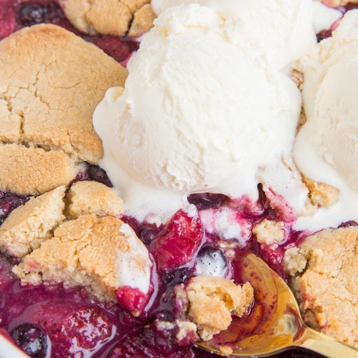 Low-Carb Mixed Berry Cobbler - grain-free, sugar-free, gluten-free and incredibly easy to make!