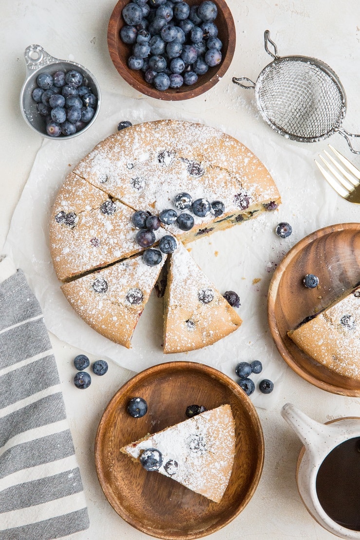 Grain-Free Paleo Blueberry Cake made dairy-free, grain-free, refined sugar-free. A healthier cake recipe lovely for breakfast, snack or dessert