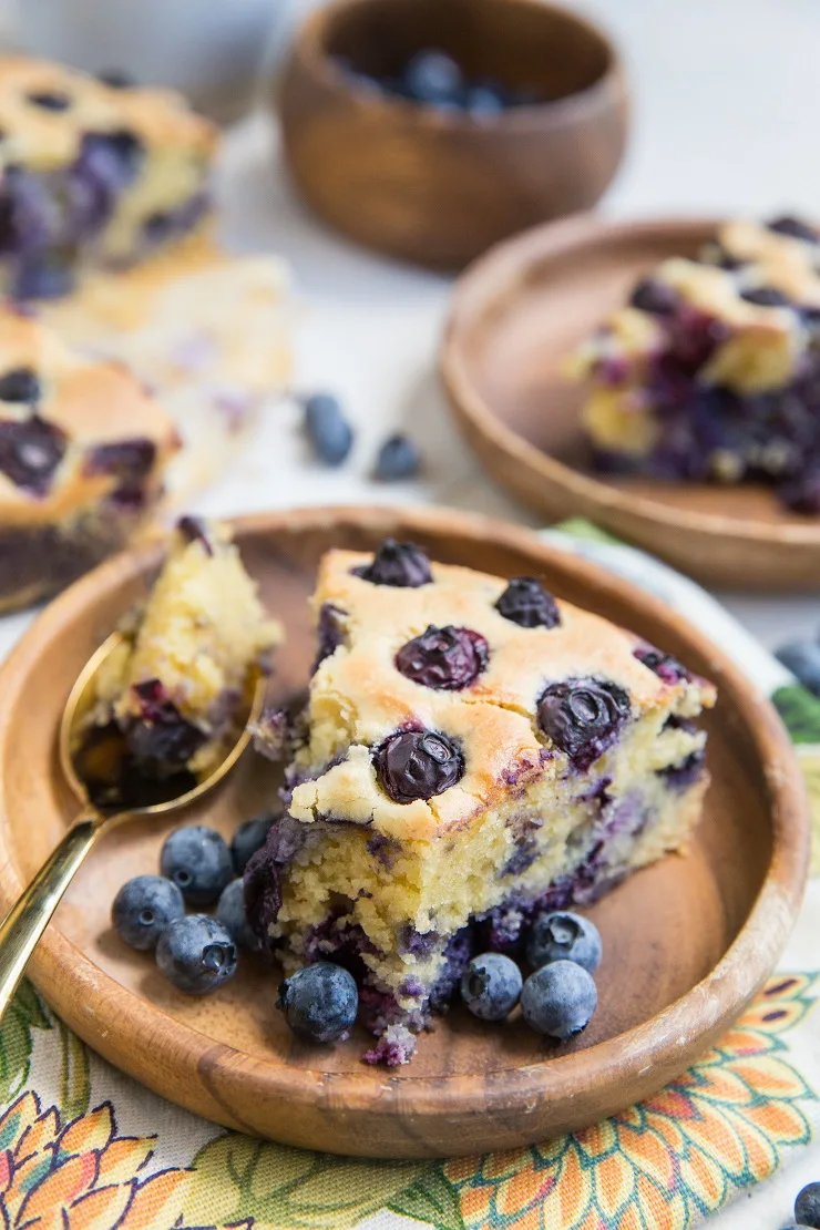 Grain-Free Almond Flour Blueberry Cake made grain-free, dairy-free, refined sugar-free and delicious! Super moist, fluffy and perfectly sweet