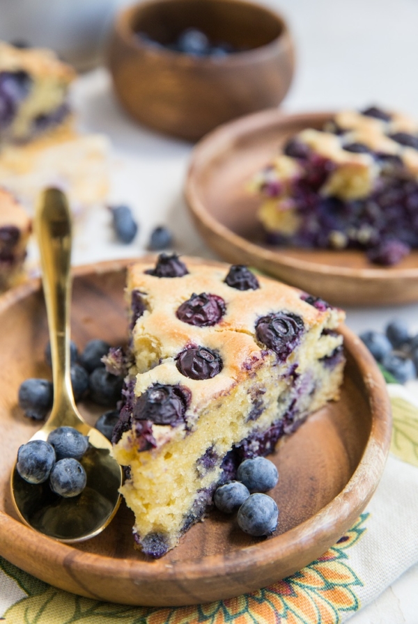 Grain-Free Blueberry Cake (with a keto option) - an easy, healthy cake recipe loaded with fresh blueberries.