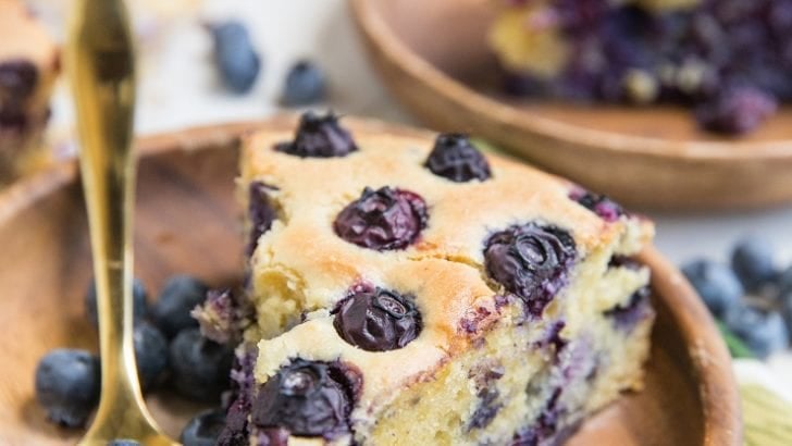 Grain-Free Blueberry Cake (with a keto option) - an easy, healthy cake recipe loaded with fresh blueberries.