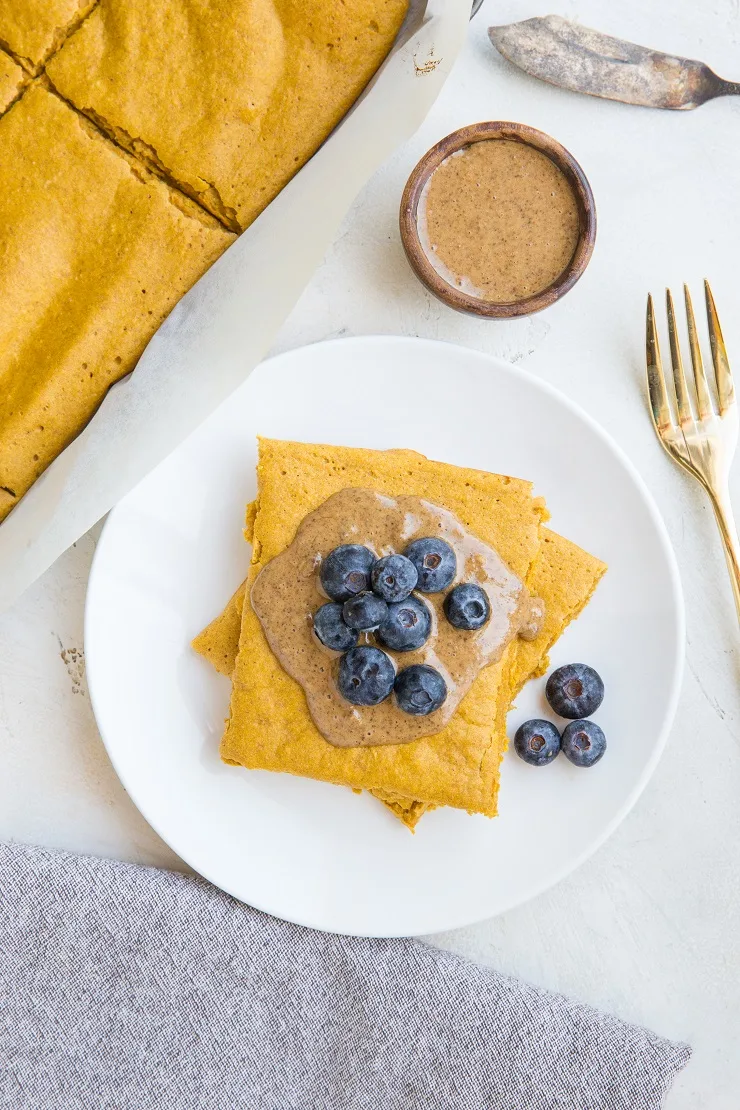 Gluten-Free Sweet Potato Sheet Pan Pancakes - dairy-free, made with whole rolled oats for a healthful breakfast