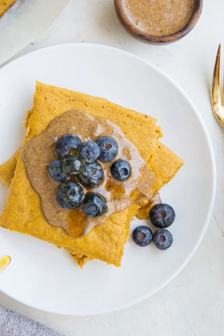 Sweet Potato Rolled Oat Sheet Pan Protein Pancakes made with three simple ingredients.
