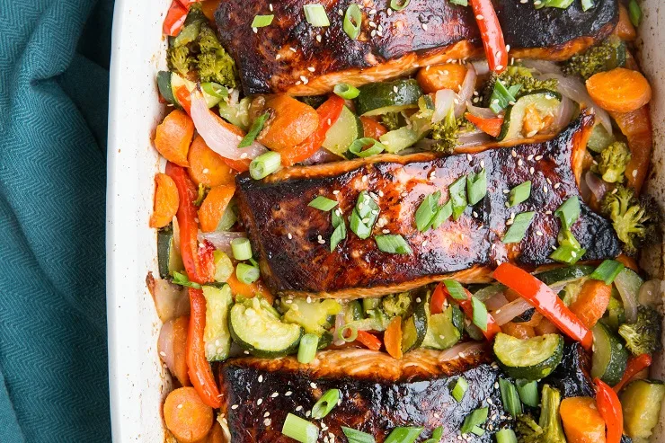 Teriyaki Salmon and Roasted Vegetables is a nutritious and amazingly flavorful meal perfect for any night of the week.