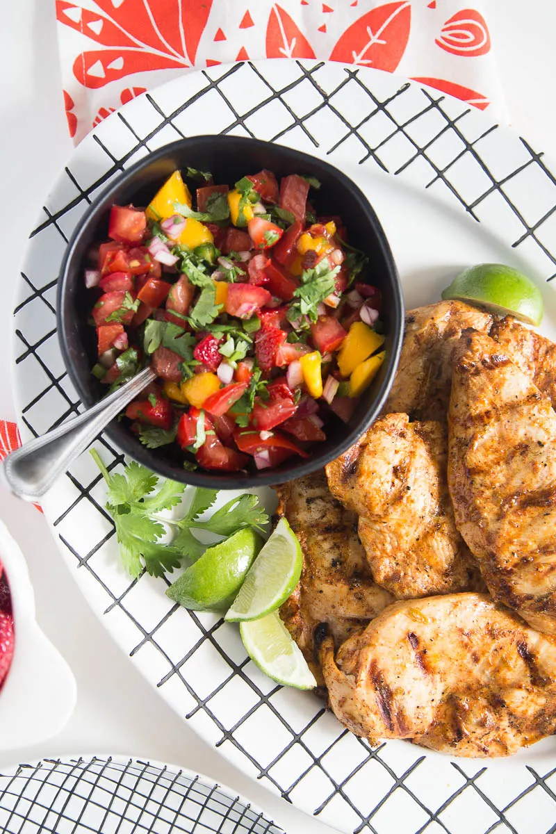 Grilled Chipotle Lime Chicken with Strawberry Mango Salsa