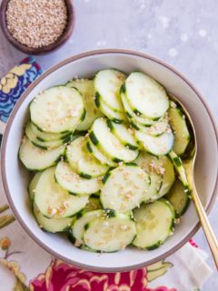 Easy Asian Cucumber Salad with delicious sesame garlic dressing. So flavorful and vibrant!