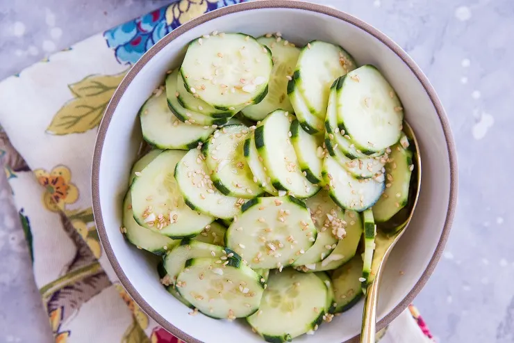 Easy Asian Cucumber Salad that you get at Japanese restaurants. Quick, flavorful, delicious!
