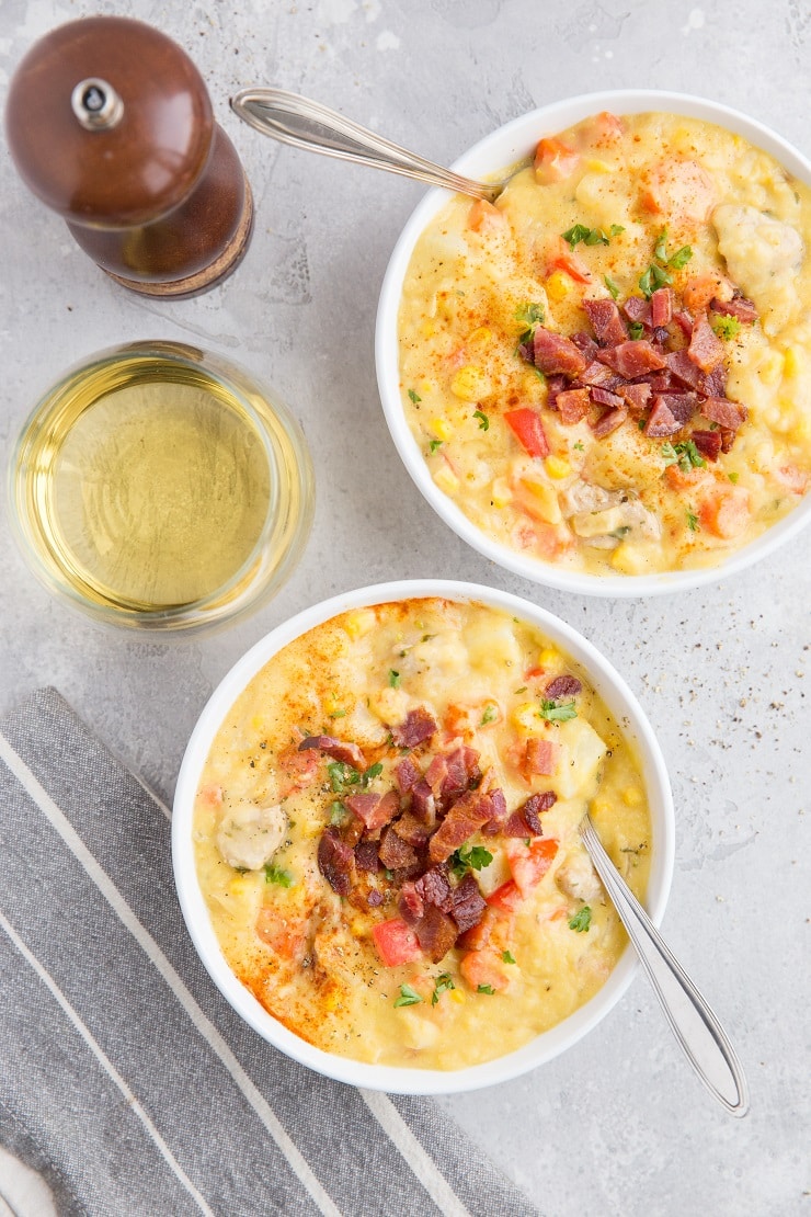 Gluten-Free Dairy-Free Chicken Corn Chowder is so quick and easy to make! Thick, creamy, decadent corn chowder made healthier than the classic.