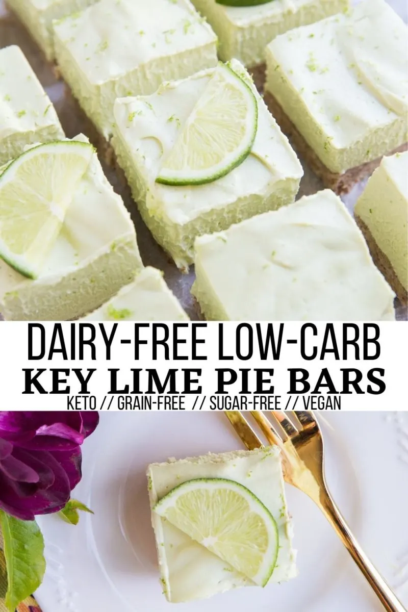 Dairy-Free Keto Key Lime Pie Bars made grain-free, sugar-free, and vegan.  - A no-bake easy delicious summer dessert recipe