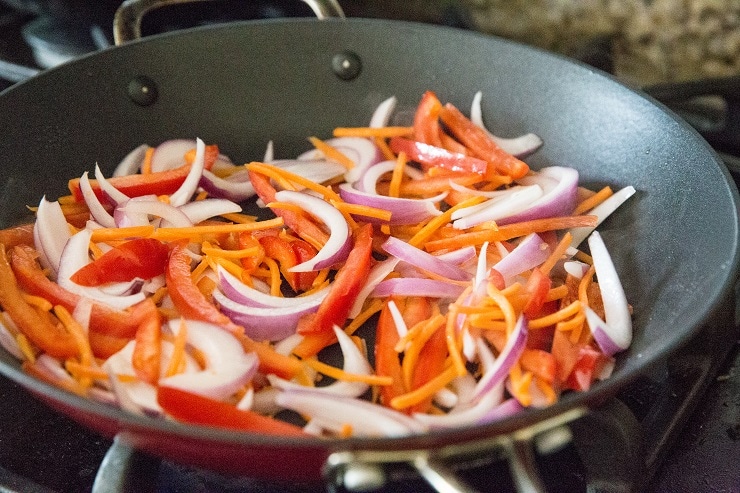 Stir fry the vegetables