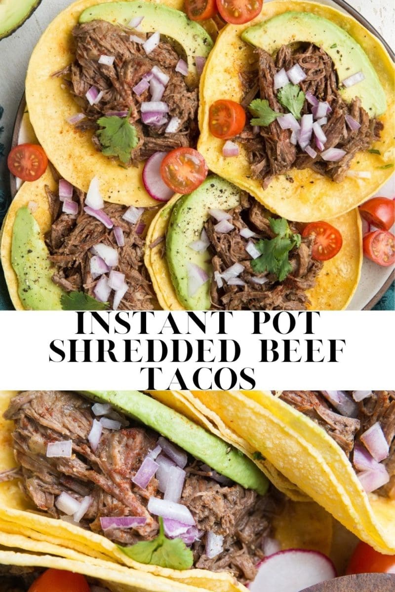 Instant Pot Shredded Beef Tacos - easy, insanely flavorful and tender beef taco recipe! This amazing shredded beef couldn't be any simpler to make!