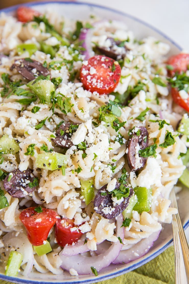 Italian Pasta Salad Recipe made so fresh and easy! This quick, vibrant gluten-free pasta salad is vegetarian and healthy!