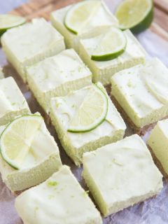 Keto Key Lime Pie bars made sugar-free, vegan, dairy-free, and grain-free. A delicious low-carb summer no-bake dessert recipe!