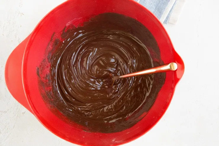 Make chocolate ganache layer for peanut butter bars