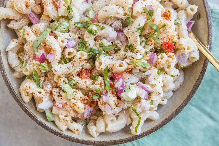 Amazingly flavorful creamy Macaroni Salad made with a Greek yogurt dressing is light and refreshing!