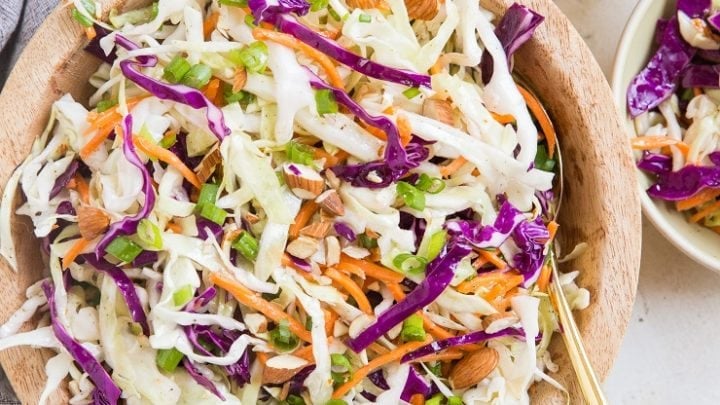Mayo-Free Coleslaw Recipe - a simple, flavorful coleslaw recipe to use as a side dish, condiment, in salads, sandwiches, wraps, etc.