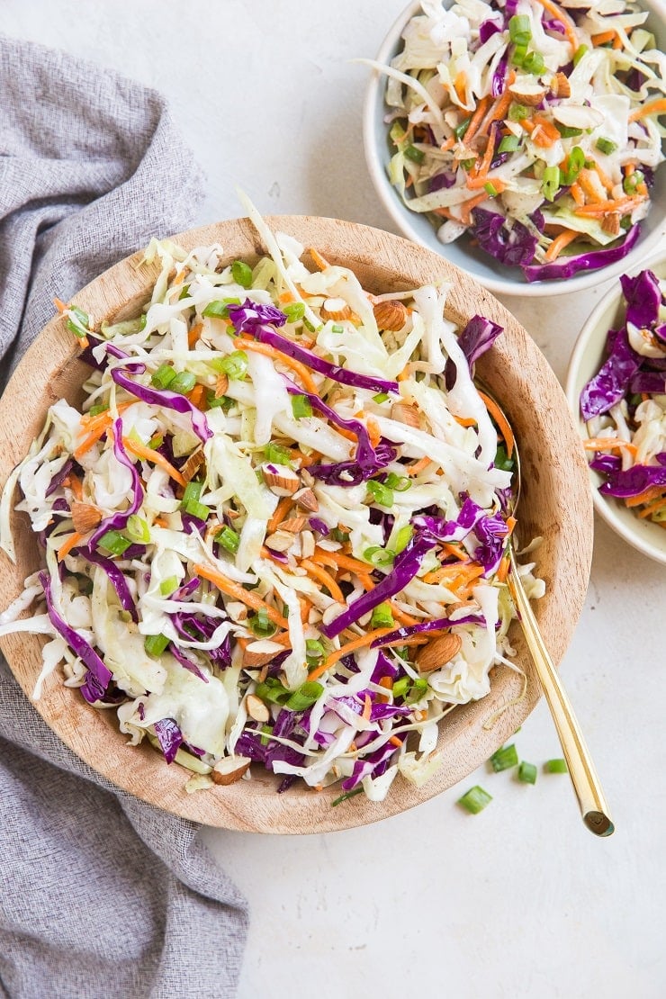 Mayo-Free Coleslaw Recipe - a simple, flavorful coleslaw recipe to use as a side dish, condiment, in salads, sandwiches, wraps, etc.