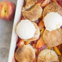 Vegan Paleo Peach Cobbler - grain-free, dairy-free, refined sugar-free healthier peach cobbler recipe made with almond flour