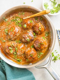 Healthy Sweet and Sour Meatballs made gluten-free, soy-free and refined sugar-free. This easy Asian-inspired meatball recipe is an incredible entrée or appetizer!