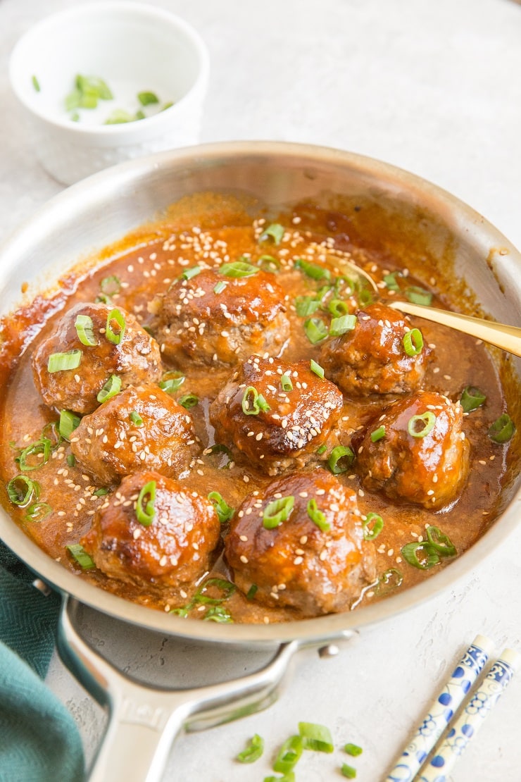 Healthy Sweet and Sour Meatballs made gluten-free, soy-free and refined sugar-free. This easy Asian-inspired meatball recipe is an incredible entrée or appetizer!