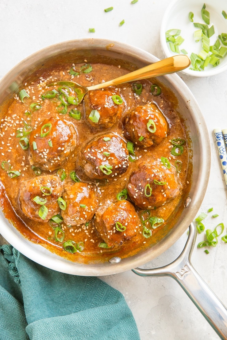 Healthy Sweet and Sour Meatballs made gluten-free, soy-free and refined sugar-free. This easy Asian-inspired meatball recipe is an incredible entrée or appetizer!