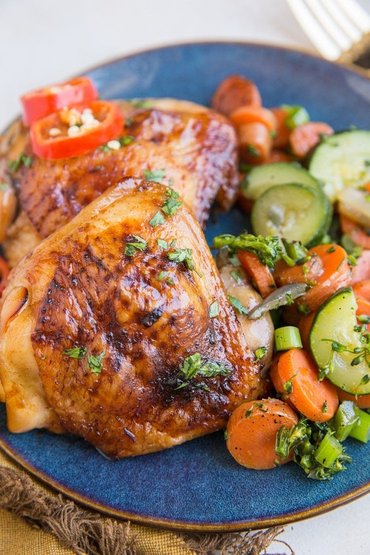 Paleo Baked Teriyaki Chicken Thighs made with just a few ingredients. Your ticket to an amazing meal!