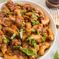 Rigatoni Pasta with Bolognese Sauce - an easy pasta recipe that is grain-free, paleo, gluten-free, and easy to prepare! So incredibly flavorful and satisfying!