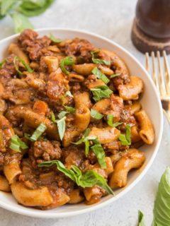 Rigatoni Pasta with Bolognese Sauce - an easy pasta recipe that is grain-free, paleo, gluten-free, and easy to prepare! So incredibly flavorful and satisfying!