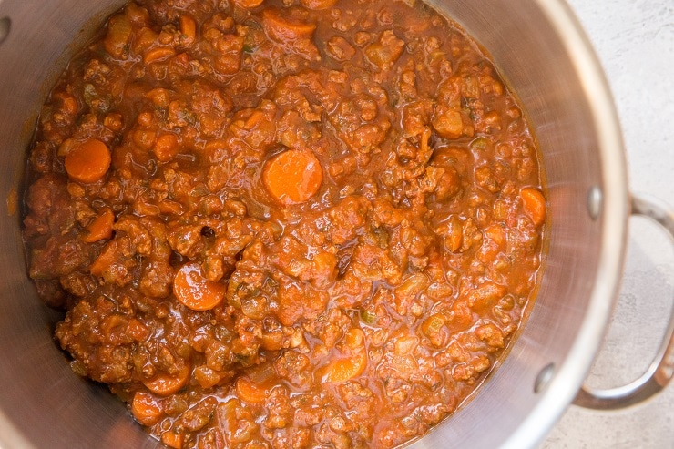 Homemade bolognese sauce with simple ingredients