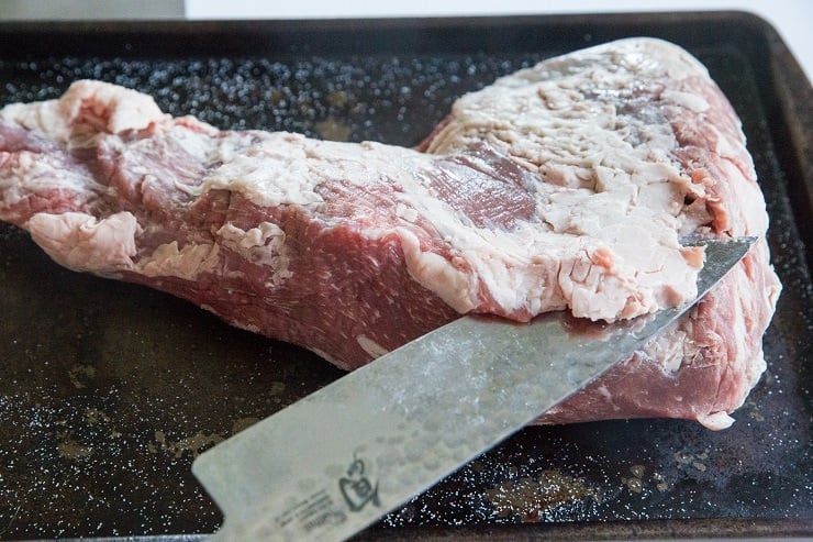 If desired, trim excess fat off of tri tip