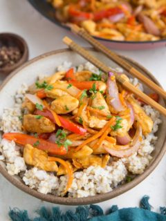 Easy Healthy Szechuan Chicken made paleo, gluten-free, soy-free, refined sugar-free, and absolutely delicious! Healthier than takeout and fun to prepare!