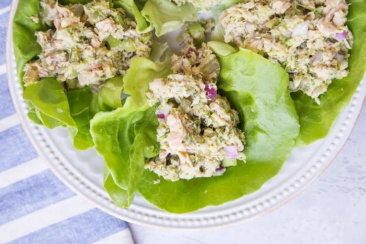 Quick and easy Tuna Salad Lettuce Wraps are a protein packed lunch! Paleo, whole30, keto, and absolutely delicious!
