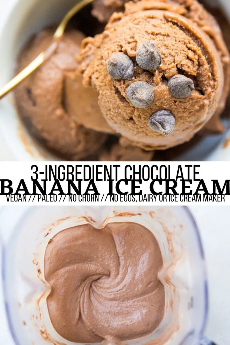 3-Ingredient Chocolate Banana Ice Cream made with all whole food ingredients. Rich, creamy, absolutely delicious ice cream with no dairy, eggs, or ice cream maker! Vegan, paleo, magnificent!