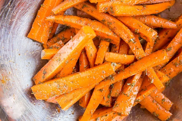 Toss the carrots in avocado oil and seasonings
